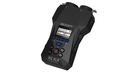The H1 XLR is a 32-bit float audio recorder that ensures high-quality, clip-free sound with no need to set gain. 

Two tracks 
32-bit float recording
Dual A/D Converters
Records up to 96kHZ sample rate
2 XLR/TRS combo inputs with locking connector
10 hours of battery life on 2 AA battery or USB-C Bus Power
Records directly to microSDHC and microSDXC cards up to 1 TB
Recording formats:

WAV
44.1, 48 or 96 kHz / 32-bit float
Stereo / Mono
BWF and iXML formats supported