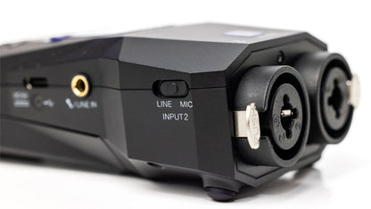 The H1 XLR is a 32-bit float audio recorder that ensures high-quality, clip-free sound with no need to set gain. MicroSD card sold separately.

Two tracks 
32-bit float recording
Dual A/D Converters
Records up to 96kHZ sample rate
2 XLR/TRS combo inputs with locking connector
10 hours of battery life on 2 AA battery or USB-C Bus Power
Records directly to microSDHC and microSDXC cards up to 1 TB

Recording formats:
WAV
44.1, 48 or 96 kHz / 32-bit float
Stereo / Mono
BWF and iXML formats supported