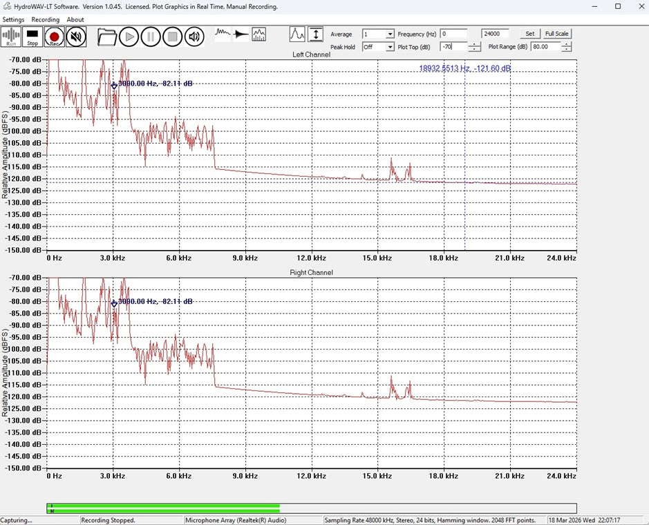 HydroWAV Underwater Signal Analysis Software is a high-performance real-time analysis software tool for underwater acoustic measurements using hydrophones. The software provides synchronized time-domain, frequency-domain, and time-frequency visualization to support field measurements, laboratory testing, and research applications. HydroWAV Software is licensed lifetime per computer.
Applications: Marine Mammal Monitoring
Environmental Noise Assessment
Underwater Noise Characterization
Vessel Radiated noise 