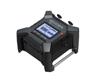 Zoom F3 Recorder field recorder is built with durable features, captures gold quality sound, and provides ease of use without needing to adjust gain. 2-channel / 2-track field audio recorder. 32-bit float recording and dual AD converters. Full dynamic range and clip-free audio capture. Waveform display on LCD. Over 8 hours of battery life with 2 AA batteries or USB power.