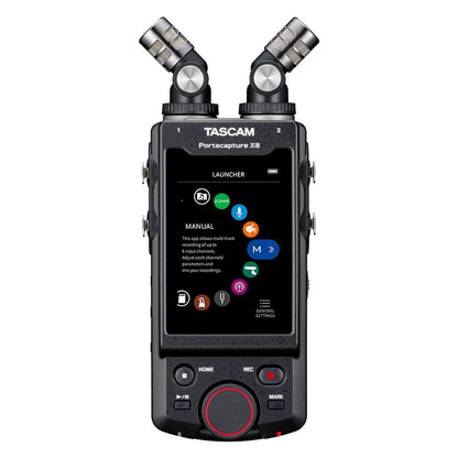 The TASCAM Portacapture X8 is and 8-channel 32-bit float portable audio field recorder. It combines high-resolution sound quality with intuitive app-like control. MicroSD card sold separately.

3.5-inch color touch panel display
4 mic/line inputs with individual phantom power accommodate practically any combination of sound sources, from microphones and line-level devices to instruments
32-bit floating point recording
Record up to 8 tracks simultaneously (6 tracks + 2 mix)
Wireless remote control via Portac