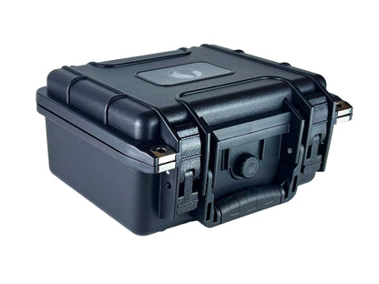 waterproof protection case cetacean research technology.  It features a tough, waterproof exterior and foam interior. The case latches to keep it secure and is lockable.