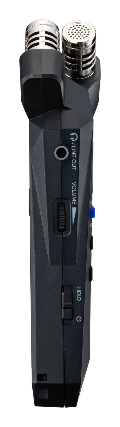 zoom H1essential recorder Designed with easy use and accessibility in mind. With the push of a button, able to make quality recordings. Eliminates the need to adjust gain, simplifying your portable audio recording device experience.

32-bit float recording technology
Large dynamic range, limiting audio distortion
Built-in 120 dB SPL 90º XY Mics
Records up to 96kHZ sample rate
10 hours battery life on 2 AAA batteries or USB-C power